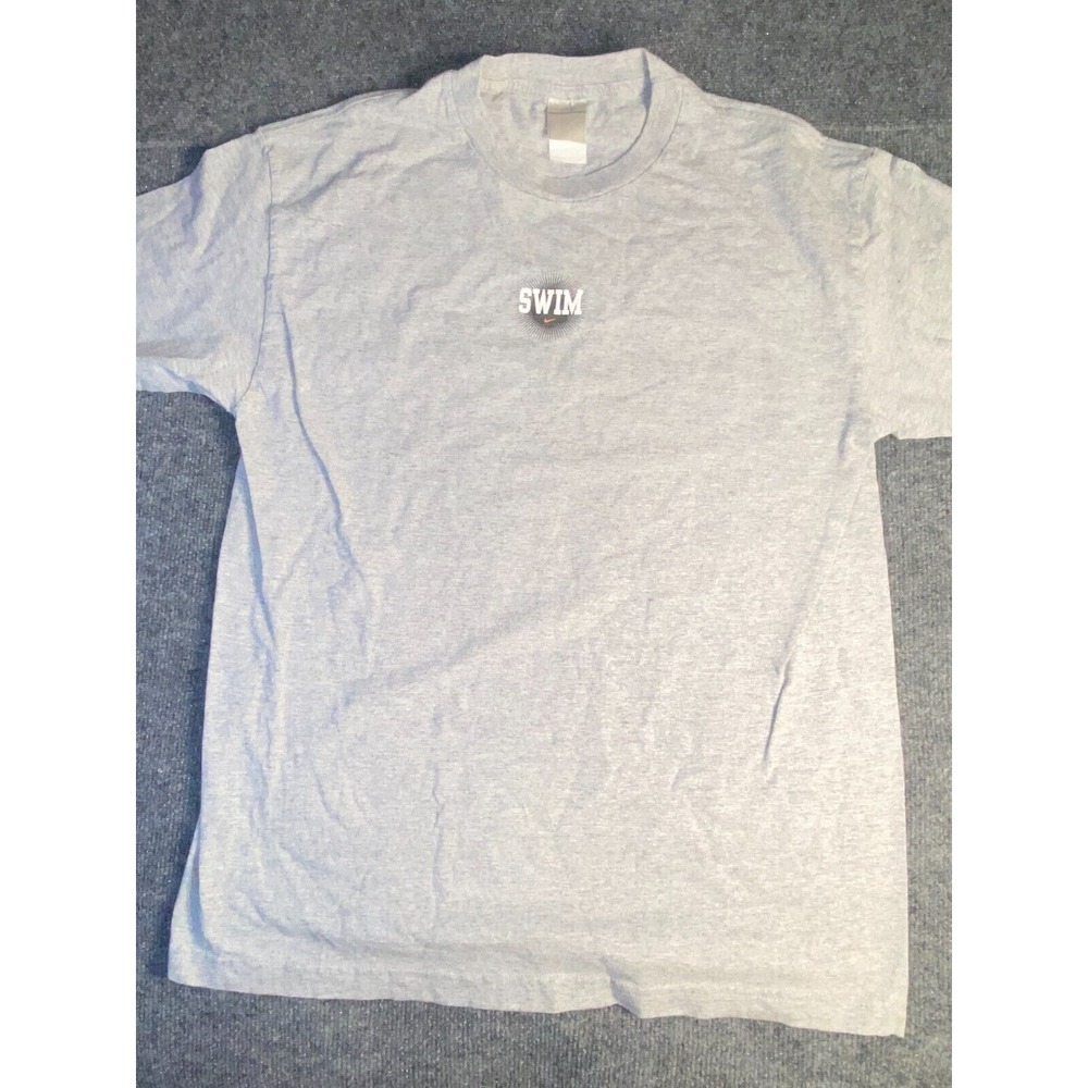 Nike Swim Tee Shirt XL Mens Gray Solid Stretch Regular Fit Crew Swoosh Logo - Picture 1 of 5